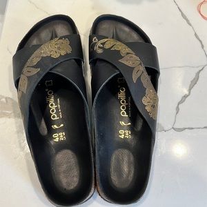 Black and gold Papillio sandal